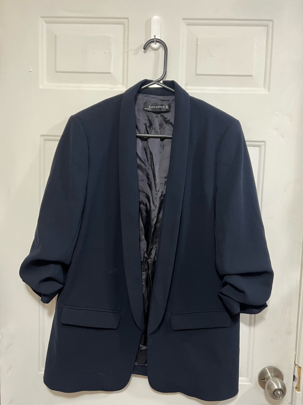 Zara Woman Blue Lined Coat
